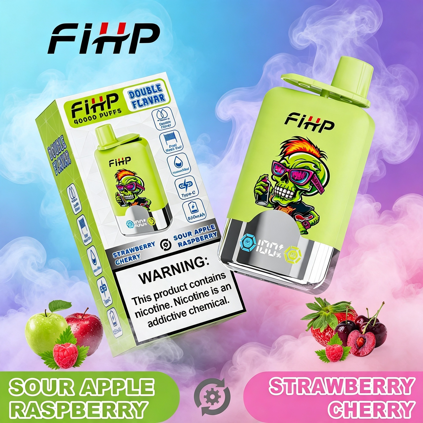 E-papieros FIHP🚀, jednorazowy e-papieros o podwójnym smaku (40 000 zaciągnięć)