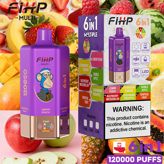 🚀FIHP 6 különböző íz egyben , egyszerhasználatos e-cigaretta（120 000 extra nagy húzás）