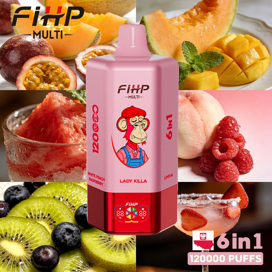 Jednorazowy e-papieros FIHP🚀, smak 6 w 1 (120 000 zaciągnięć)