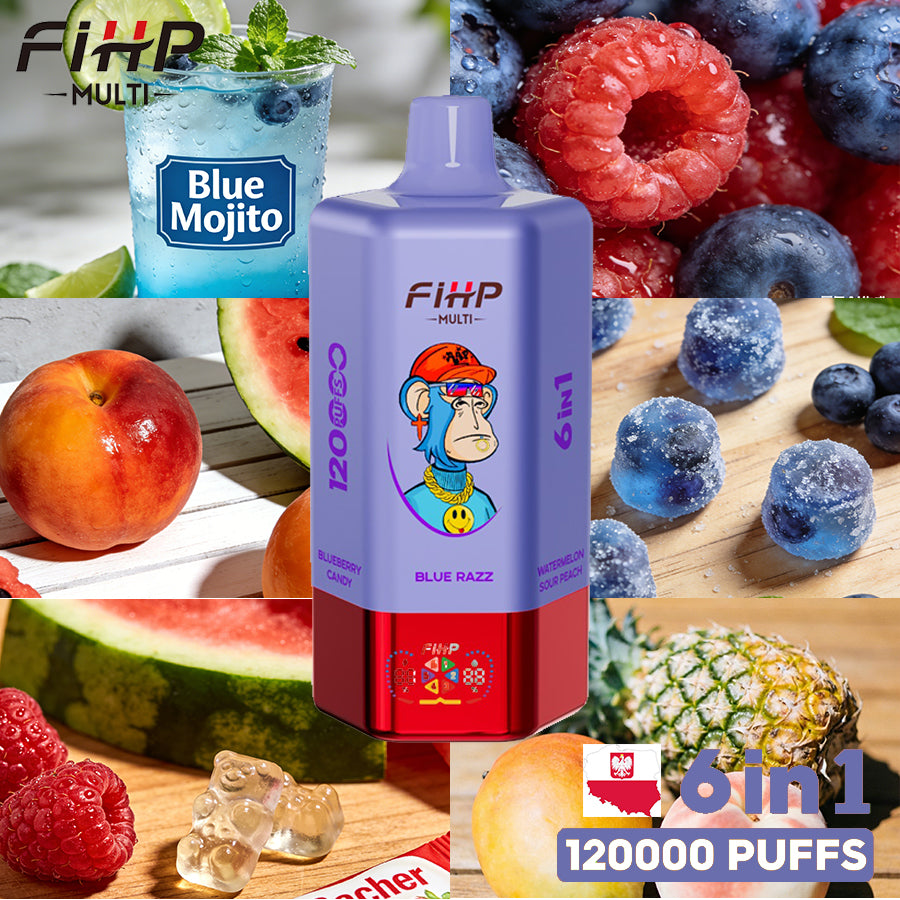 Jednorazowy e-papieros FIHP🚀, smak 6 w 1 (120 000 zaciągnięć)