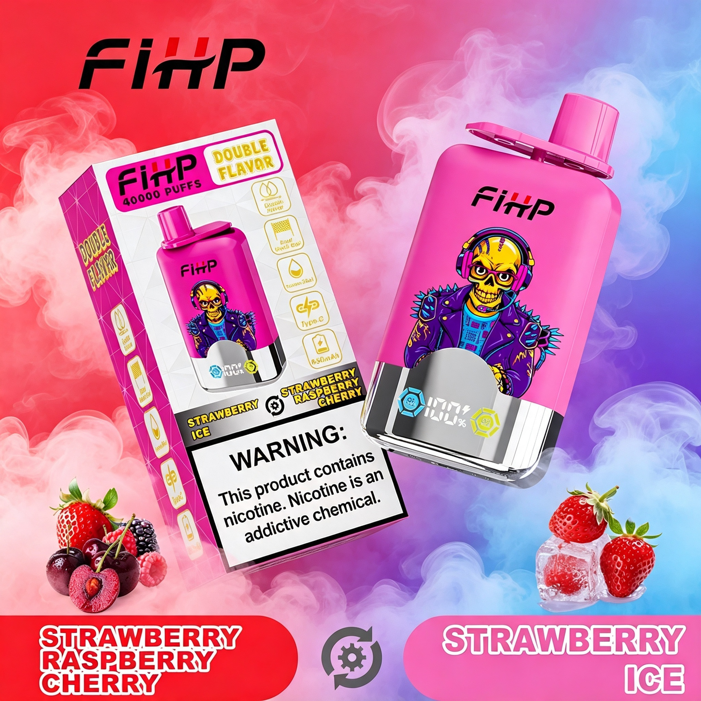 E-papieros FIHP🚀, jednorazowy e-papieros o podwójnym smaku (40 000 zaciągnięć)
